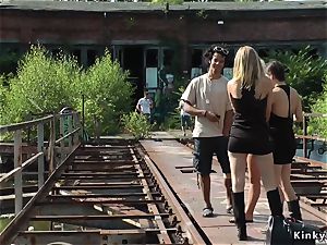 ash-blonde ass fucking fisted and whipped outdoor